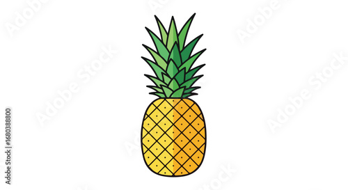 Stylized Pineapple Illustration with Geometric Pattern and Vibrant Color Palette Depicting Tropical Fruit Freshness