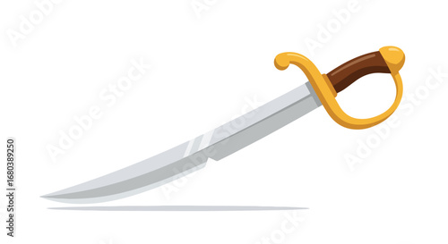 Cartoon styled cutlass illustration embodying adventurous themes and vintage weapon aesthetics in its design
