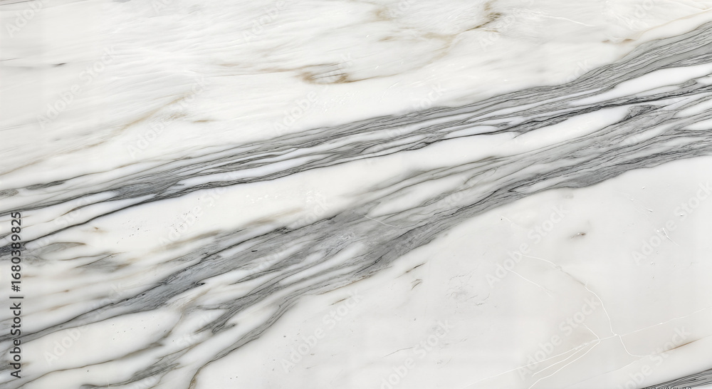 Obraz premium white marble with grey and black veins, elegant natural stone, polished slab for minimalist countertops, sophisticated wall features, and sleek interior design