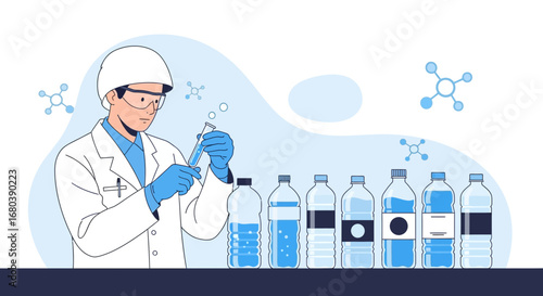 Scientist Analyses Samples of Water in Laboratory Setting for Quality Control and Research