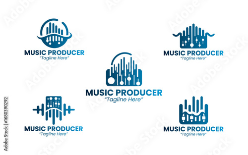Professional 5 Music Producer Logo Set for Studio, Audio Production, and Entertainment Branding