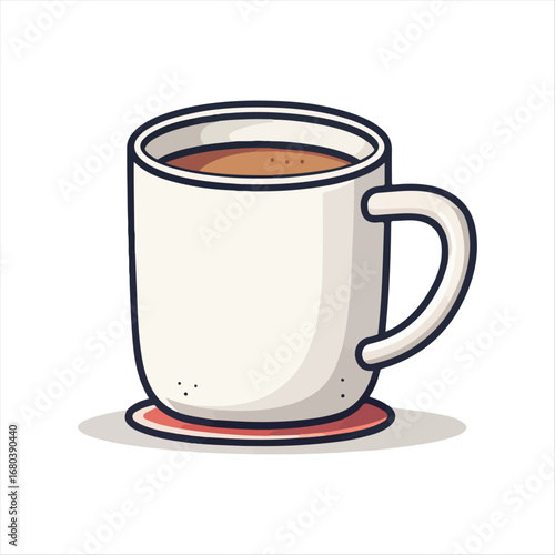 Cup of coffee and tea with milk served in a white mug isolated on white background