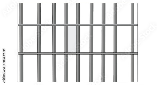 Abstract Representation of Confinement: A Conceptual Image of Metal Bars Against a White Background Depicting Incarceration and Isolation
