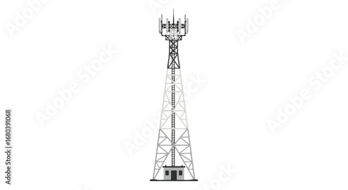 Stylized Communication Infrastructure: A Flat Vector Illustration of a Cell Tower