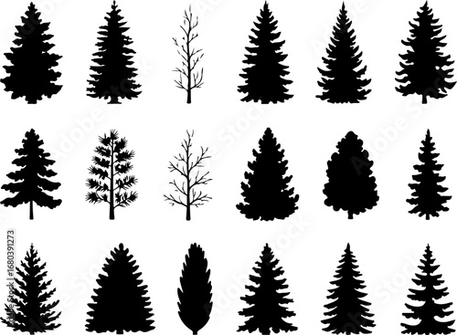 Variety of Tree Silhouettes Collection Vector Graphics Bundle
