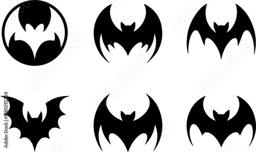 Bat Symbol Silhouette Icon Set
