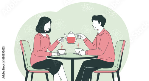 Shared Moment Of Tea: A Couple Relaxes Together And Enjoys A Relaxing Drink