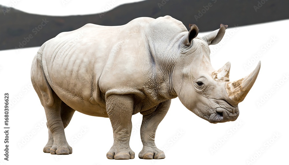 Fototapeta premium White Rhinoceros Portrait Outdoors