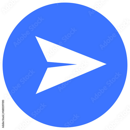 Free Download Modern blue circle icon with black paper airplane symbol for communication and messaging - GFXLoad