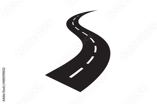 Curved Road Silhouette vector illustration on white background