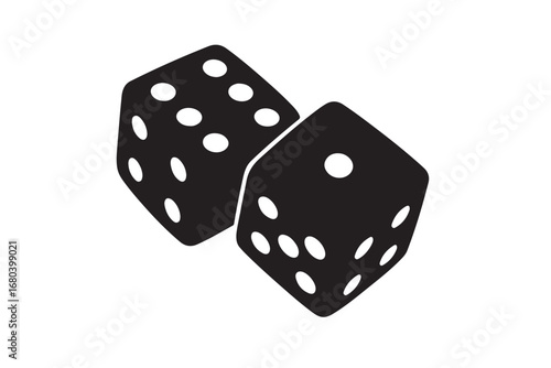 lucky dice silhouette vector art illustration on white background