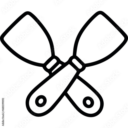 Outline icon of spatula or putty knife for construction and repair works