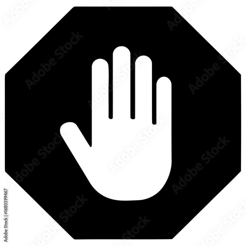 Stop hand palm octagon warning danger attention prohibition symbol
