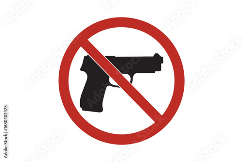 No guns allowed silhouette vector art illustration on white background 