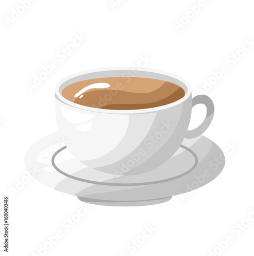 Cappuccino in White Cup Illustration Isolated on White Background
