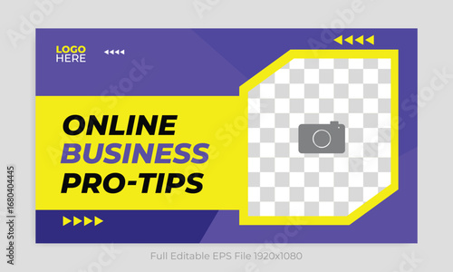 editable YouTube thumbnail template and social media cover, banner design, corporate business marketing promotional horizontal web banner design background, social media video thumbnail cover design