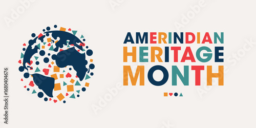 Amerindian Heritage Month, Colorful Poster, Banner Design Template.