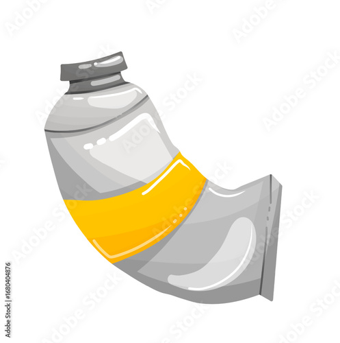 Yellow Acrylic Paint Tube Illustration Isolated on White Background