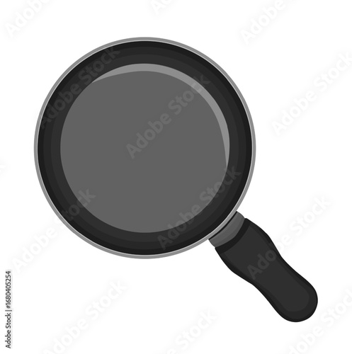 Black Frying Pan Utensil Illustration Isolated on White Background