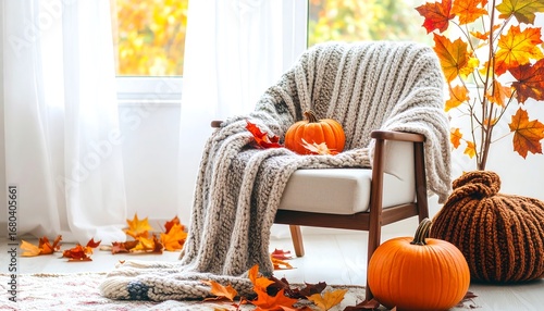 Cozy autumnal chair by window