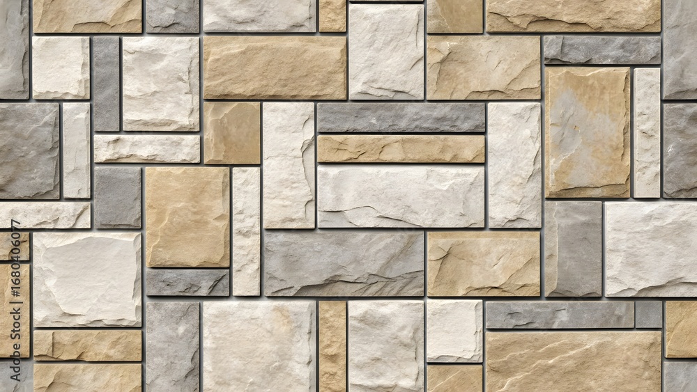 Obraz premium Abstract geometric pattern of textured stone blocks in earthy tones