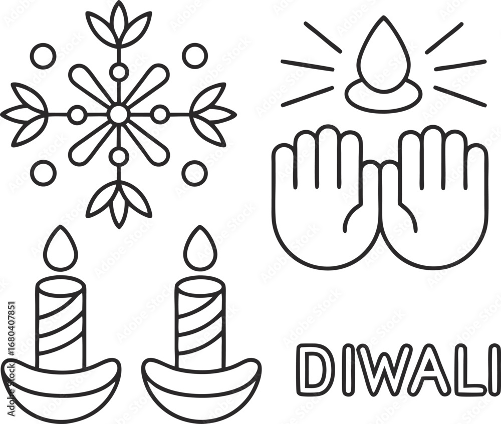 Fototapeta premium Diwali, the hindu festival of lights, is a time for celebration and joy, with rangoli, candles, and prayers