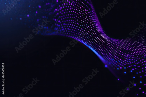 Abstract swirling network of glowing points in shades of purple and blue