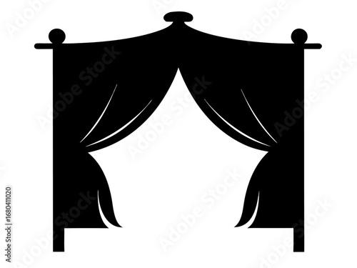 Window with Curtains icon,curtain black silhouette vector