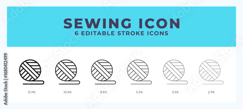 Sewing icon with different stroke. Vector illustration.