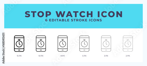 Stop watch line icon symbol. Logo. Icon vector illustration with editable stroke.