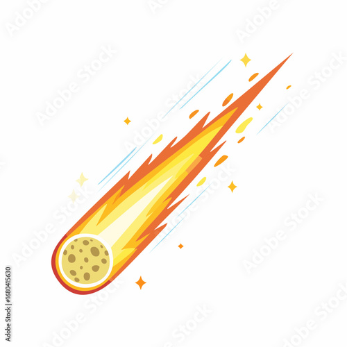 Fiery meteoroid streaking across the night sky.