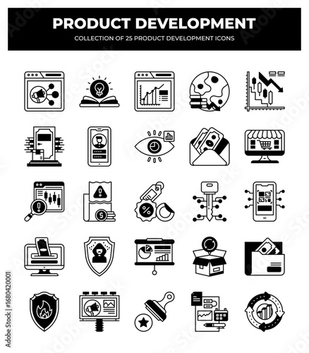 Collection of 25 Product Development Icons: Business. Marketing & Strategy