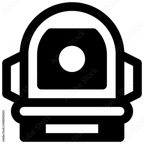 Astronaut helmet. Outlined stroke vector icon with black-filled details.