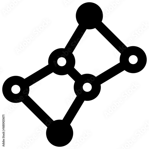 Constellation. Outlined stroke vector icon with black-filled details.
