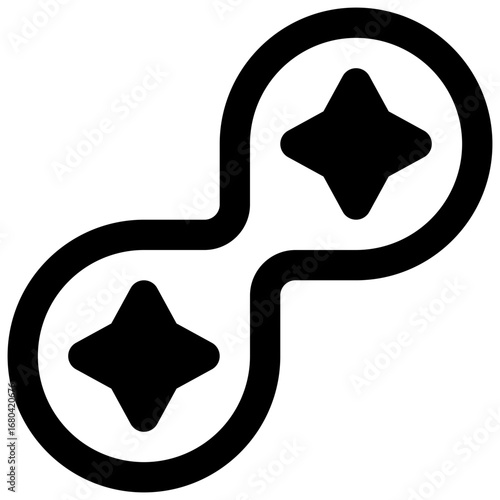 Binary star. Outlined stroke vector icon with black-filled details.