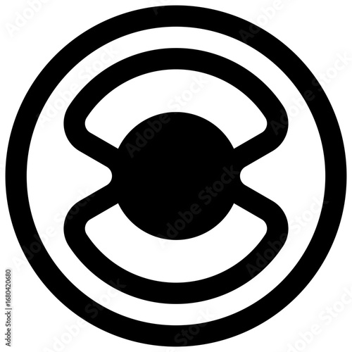 Black hole. Outlined stroke vector icon with black-filled details.