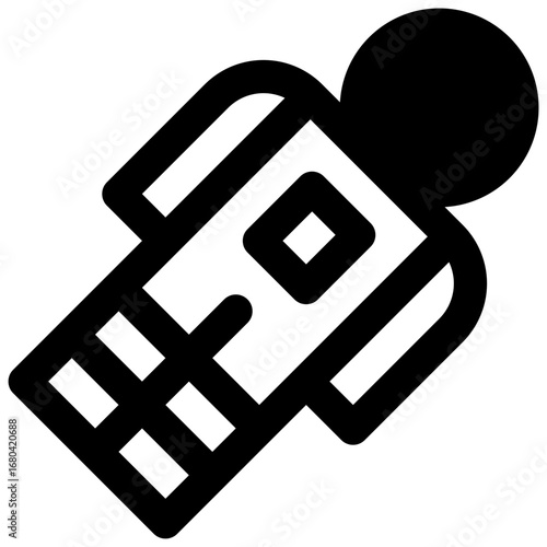 Astronaut. Outlined stroke vector icon with black-filled details.