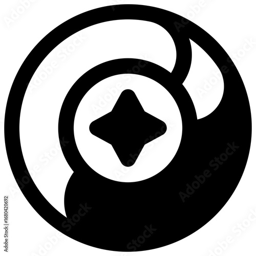 Be star. Outlined stroke vector icon with black-filled details.