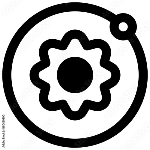 Orbit. Outlined stroke vector icon with black-filled details.