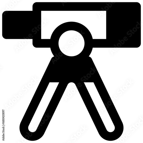 Telescope. Outlined stroke vector icon with black-filled details.