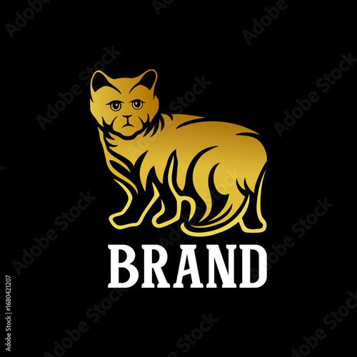 Elegant cat logo in golden yellow.