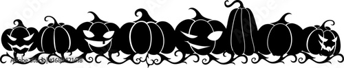Pumpkins. Vector horizontal border. Halloween decoration.