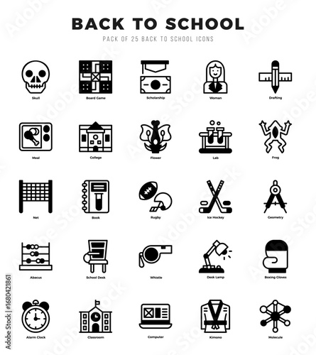 Back To School Icons Pack. Lineal Filled icons set. Lineal Filled icon collection set.
