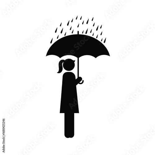 Rainy Day Girl Silhouette Icon