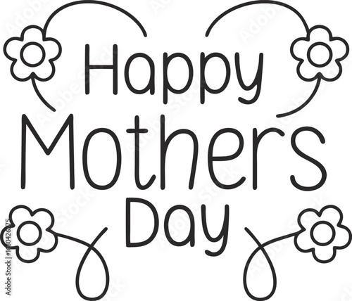 Happy mothers day lettering with flowers a cheerful design for greeting cards and banners to celebrate motherhood