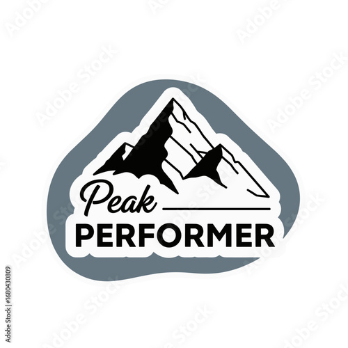 Peak Performer. A motivational logo design featuring a mountain peak icon. Graphic for success, goals, and leadership concepts on a white background.