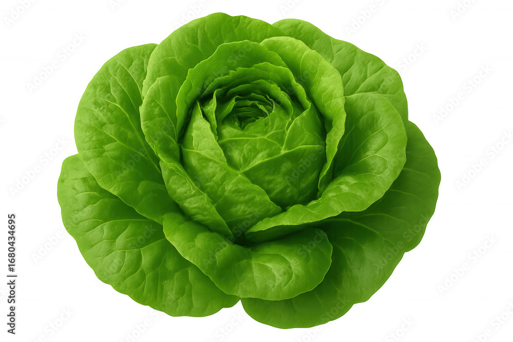 Obraz premium Vibrant green lettuce head resembling a rose, isolated on a transparent background, perfect for food and health-related projects
