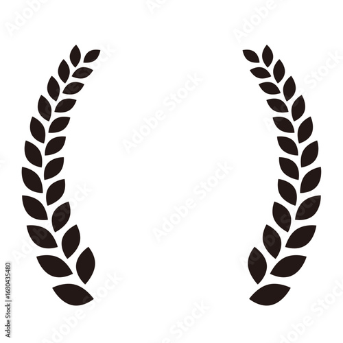 月桂樹のシンプルなランキングフレーム素材2　月桂冠　ベクター　黒　単品