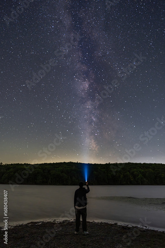 Milky Way Over A Beautiful Lake and Forest