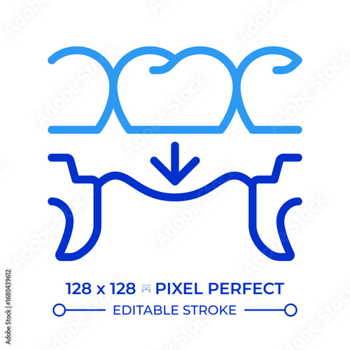 Dental surgery pixel perfect two color line icon. Medical service. Teeth healthcare, orthodontic. Stomatology bicolor outline symbol. Duotone linear pictogram. Isolated illustration. Editable stroke